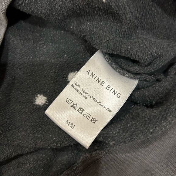 Anine Bing Alec Splatter Vintage Black Hoodie - Picture 8 of 11